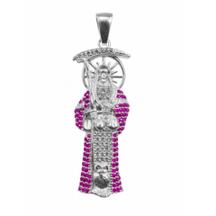 Dije Santa Muerte con Circonias de 7cm Plata .925