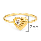 Anillo Corazon Medio Bombeado con Circonia Oro 10K