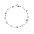 Pulsera Perla Natural con Bolitas Diamantadas Plata .925
