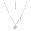 Collar Flor Inspirado Van C con Micro Circonias y Perla Natural Plata .925 con Baño de Rodio