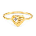Anillo Corazon Medio Bombeado con Circonia Oro 10K