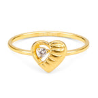 Anillo Corazon Medio Bombeado con Circonia Oro 10K
