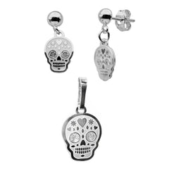 Juego Catrinas Bombeado con Circonia Plata .925