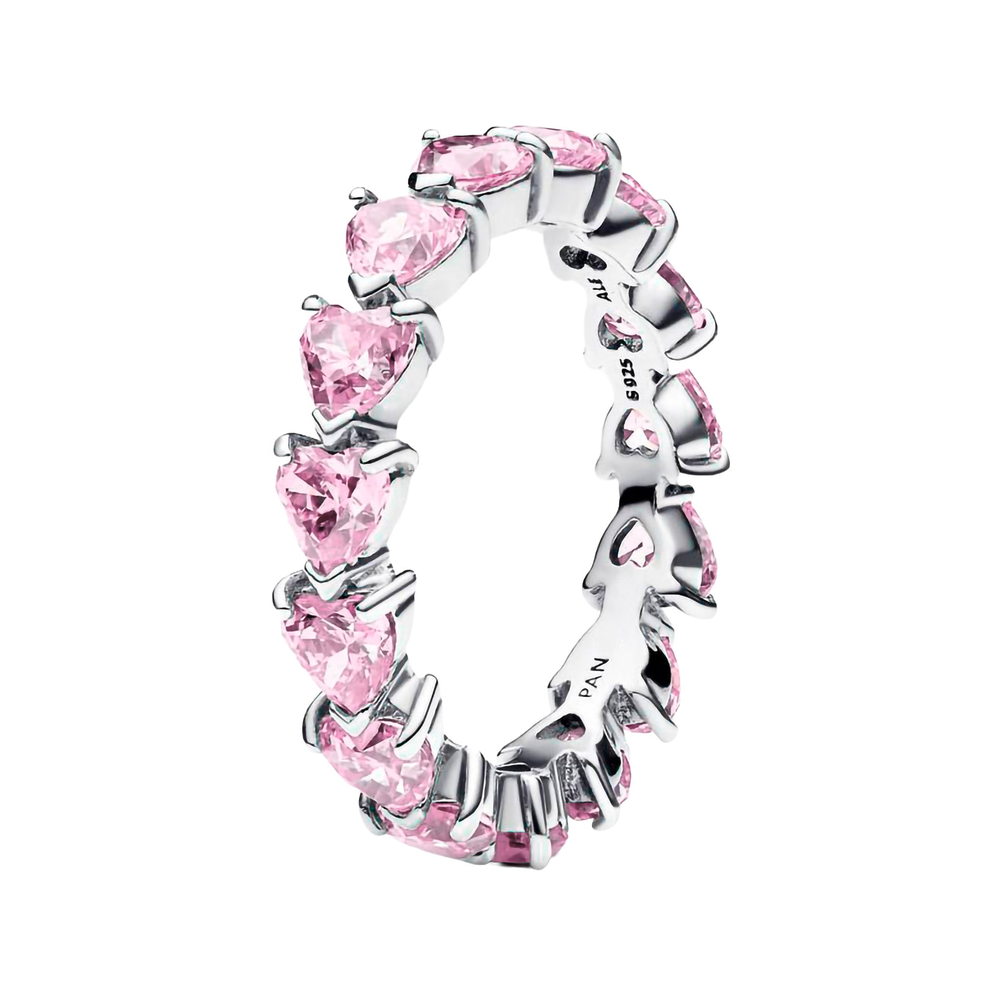 Anillo Pan 1:1 Multi Corazones de Circonia Rosa, Plata .925