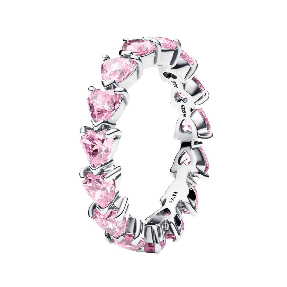 Anillo Pan 1:1 Multi Corazones de Circonia Rosa, Plata .925