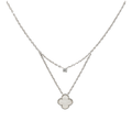 Collar Doble Inspirado Van C Piedras Naturales con Circonia Plata .925 con Baño de Rodio