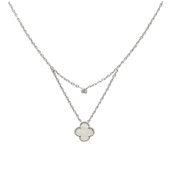 Collar Doble Inspirado Van C Piedras Naturales con Circonia Plata .925 con Rodio