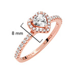 Anillo Pan 1:1 Circonia de Corazón con Multi Circonias, Plata .925 con Baño de Oro Rosa