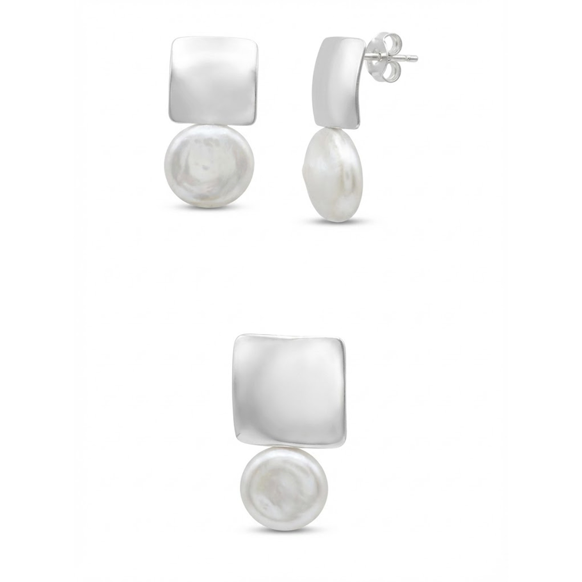 Juego Perla Natural con Placa Lisa Plata .925