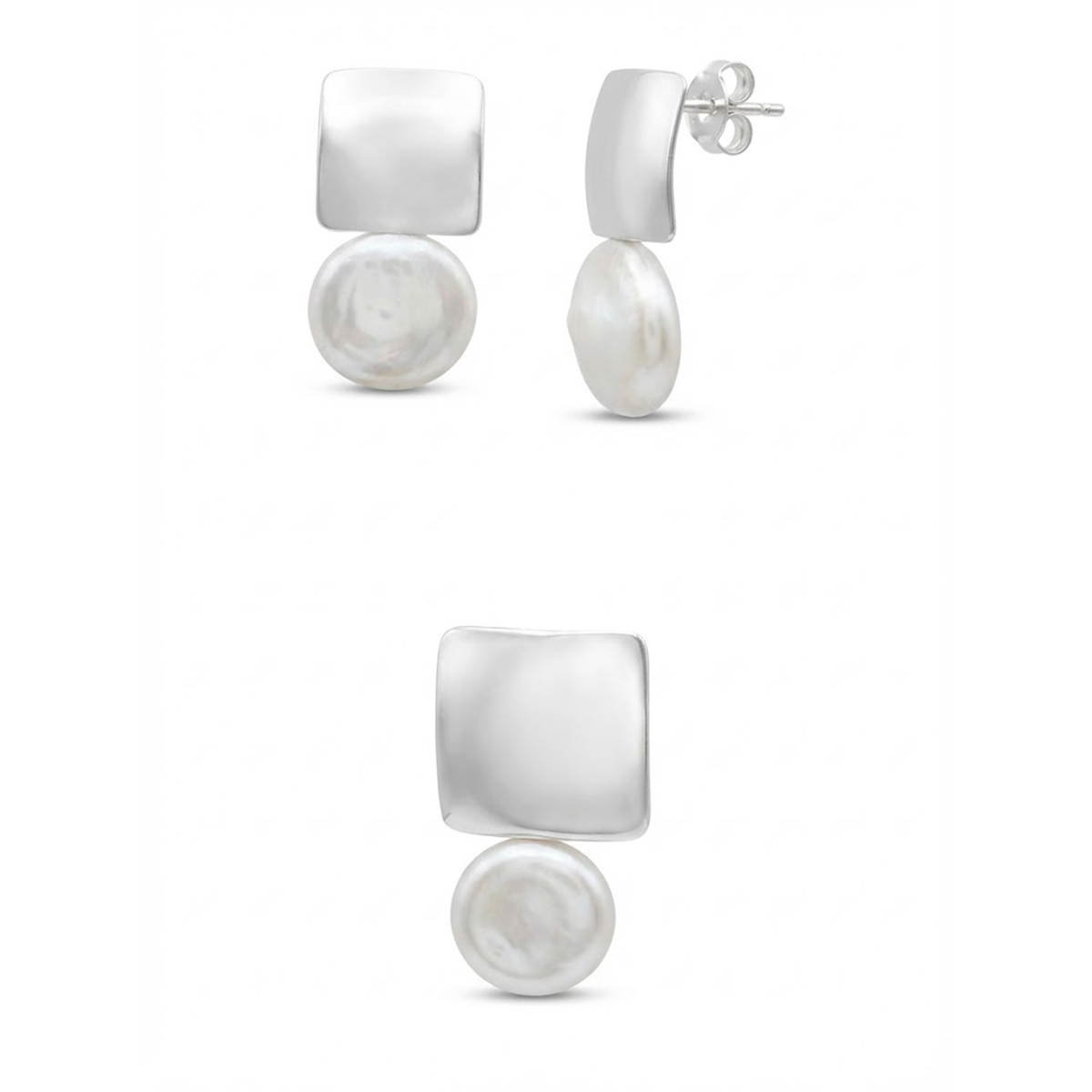 Juego Perla Natural con Placa Lisa Plata .925