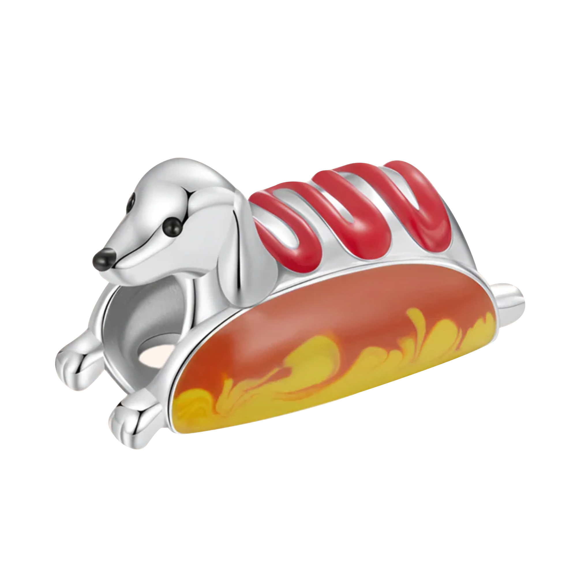 Charm Inspirado Pan 1:1 Perro Salchicha Plata .925