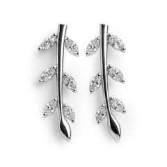 Arete Trepador Hojas Simple con Circonias Plata .925