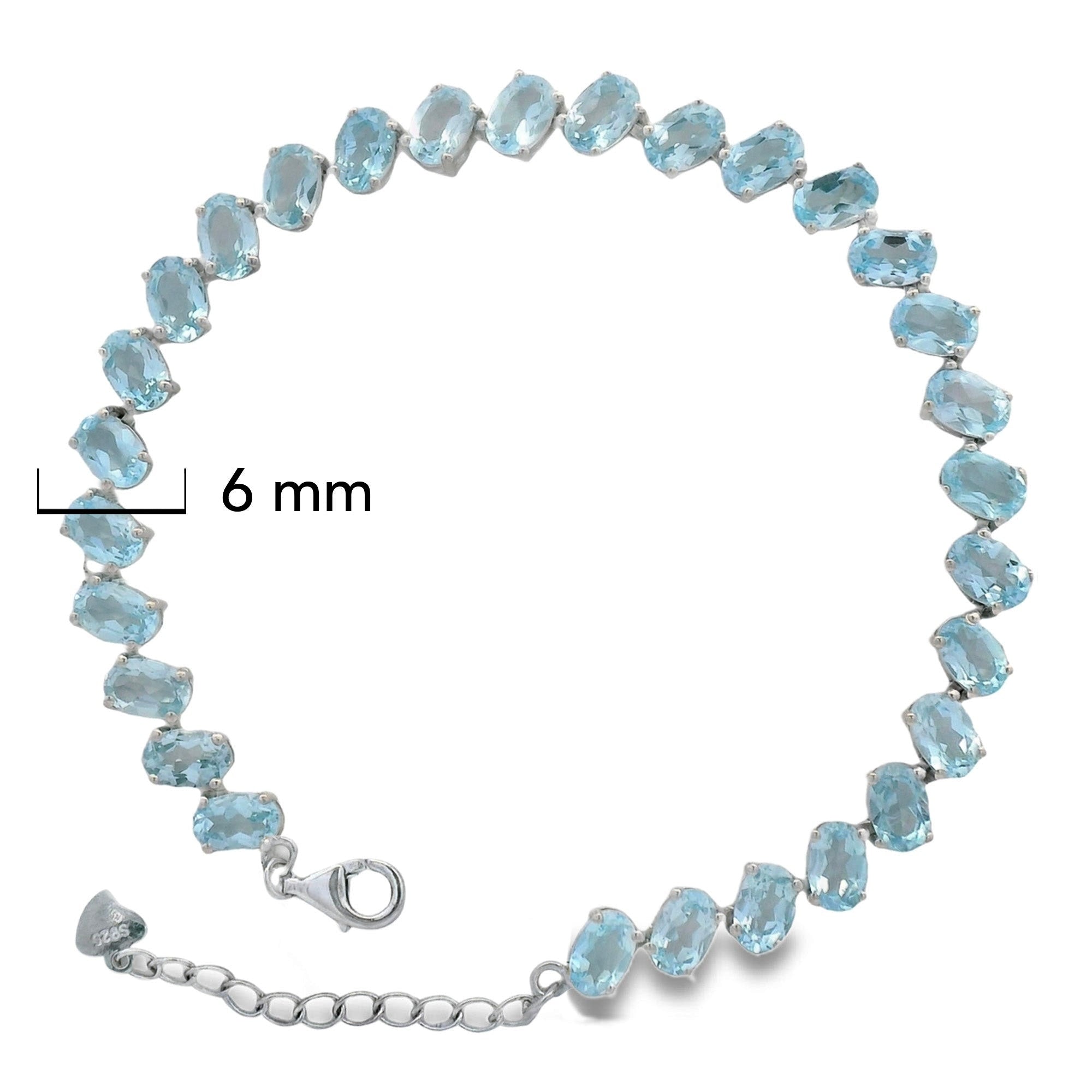 Pulsera Piedra Preciosa Topacio Ovalos, Plata .925 con Baño de Rodio