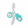 Charm Inspirado Pan 1:1 Mano de Fatima y Ojo Turco Plata .925