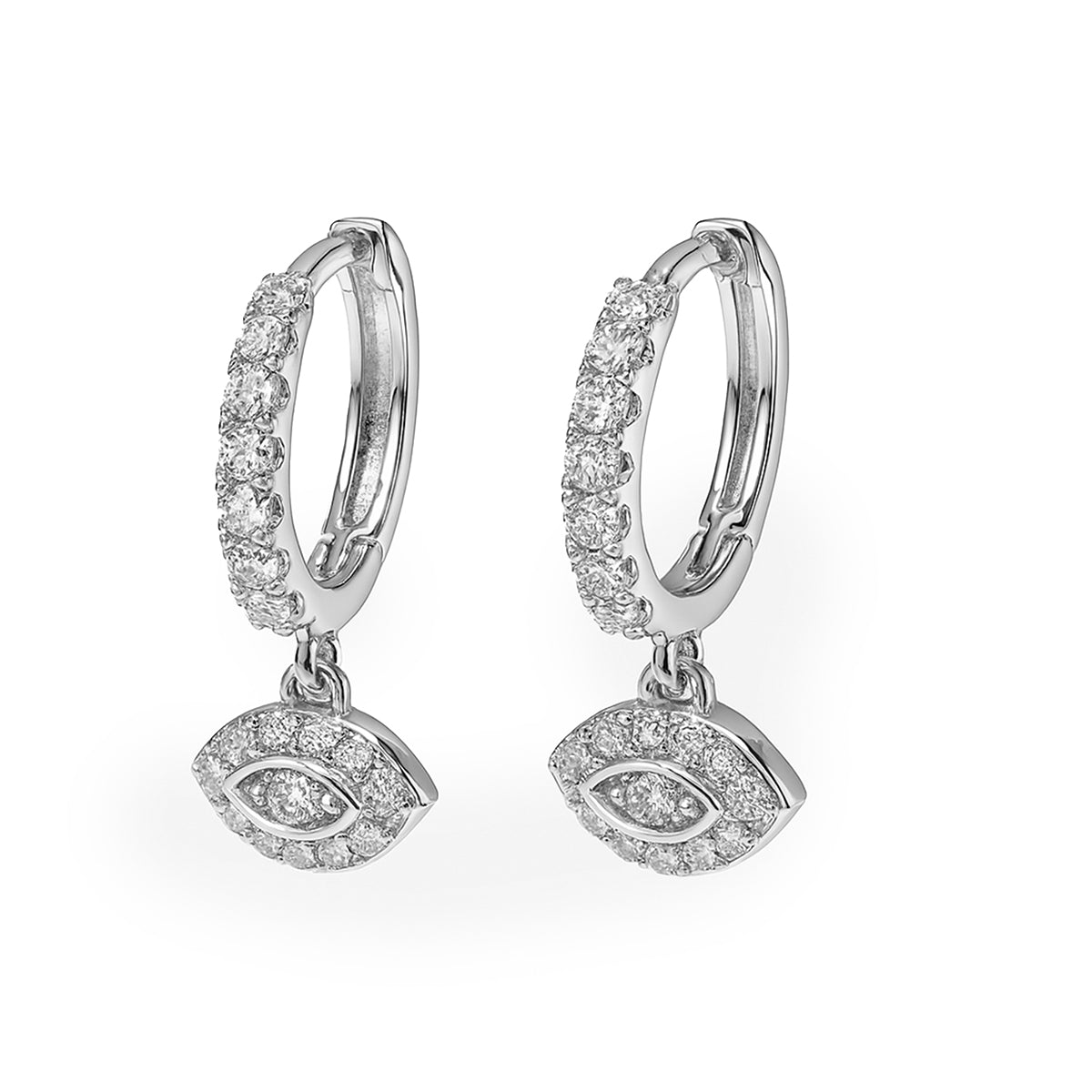 Arracada Huggies Ojo Turco con Circonias Plata .925 con Baño de Rodio