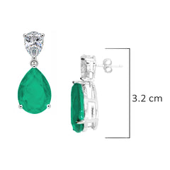 Aretes Turmalina Paraiba Maxi Gota con Circonia, Plata .925 con Rodio