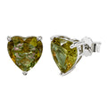 Aretes Piedras SemiPreciosas Corazones de Zulanita ,Plata .925 con Baño de Rodio
