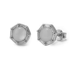 Broquel Madre Perla con Circonias Plata .925 con Rodio