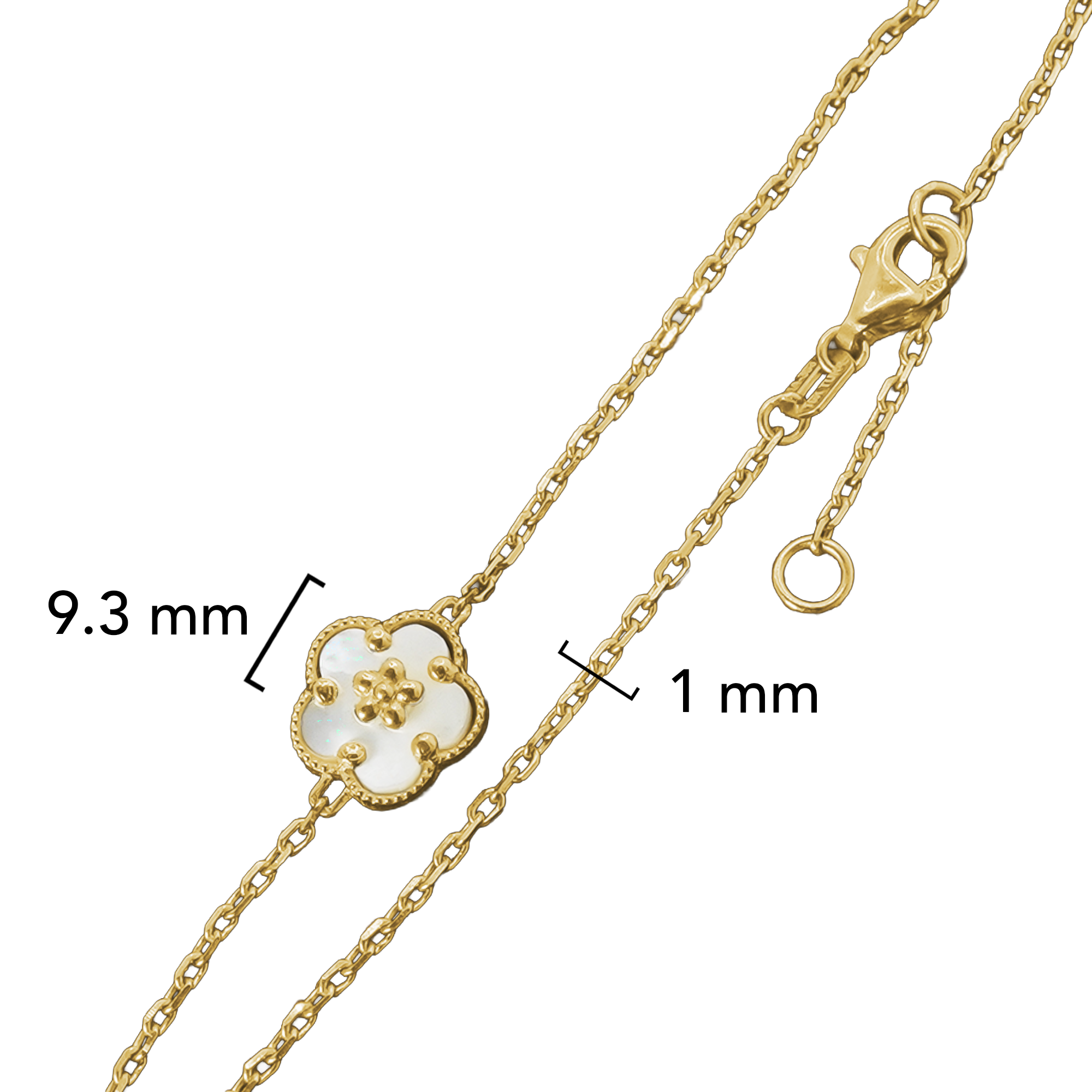 Pulsera Inspirada Van C Flor Madre Perla Oro 10K