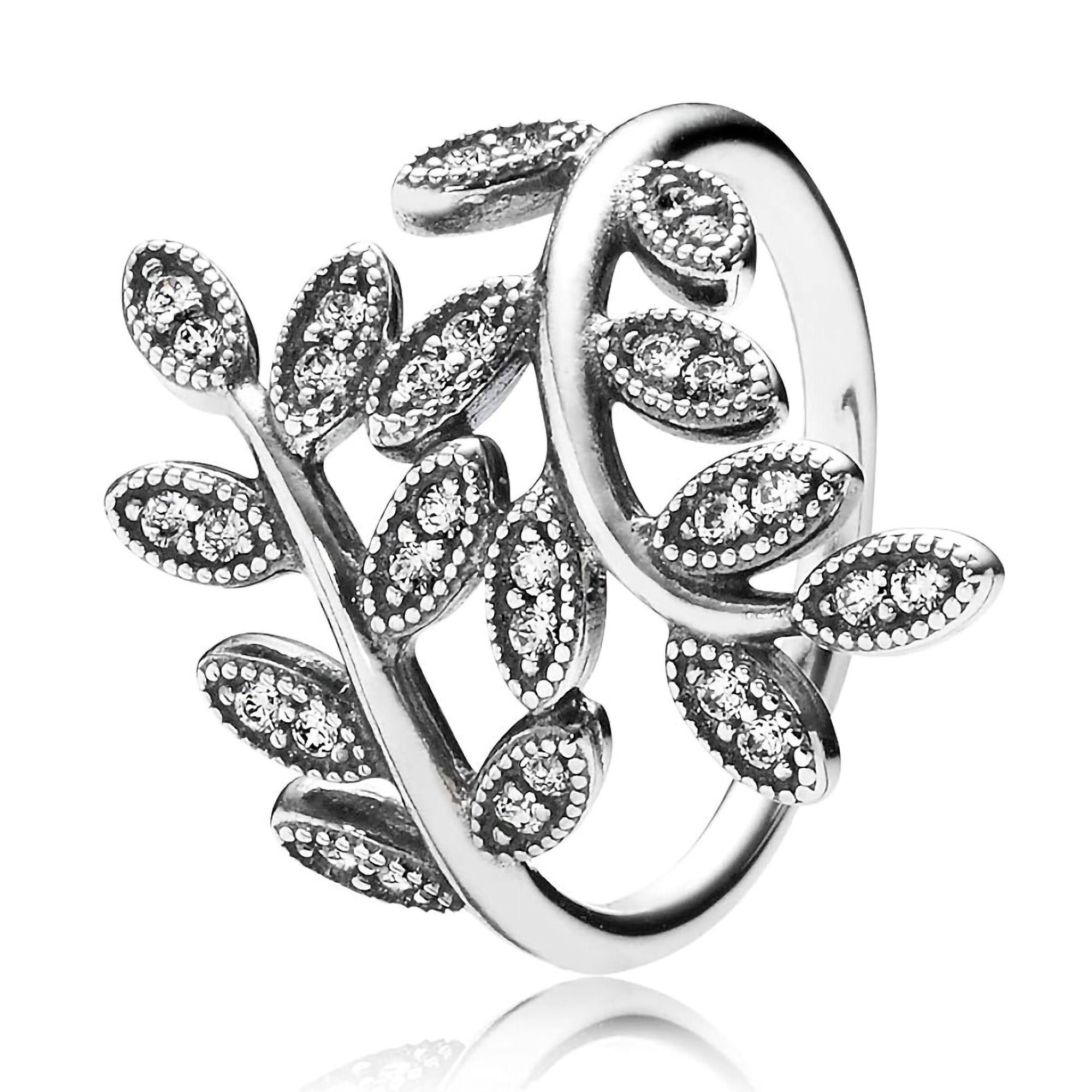 Anillo Pan 1:1 Hojas con Circonias, Plata .925
