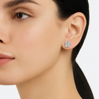 Arete Broquel Trebol 4 Corazones con Circonias Plata .925