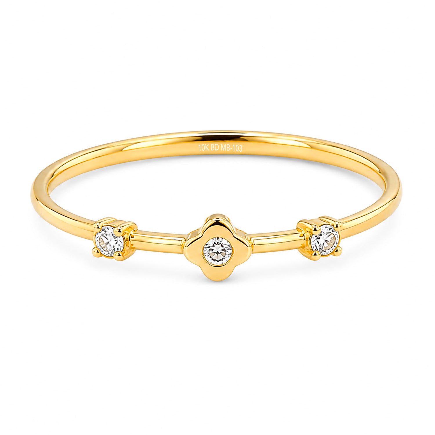 Anillo Inspirado Flor Van C con Circonia Oro 10K