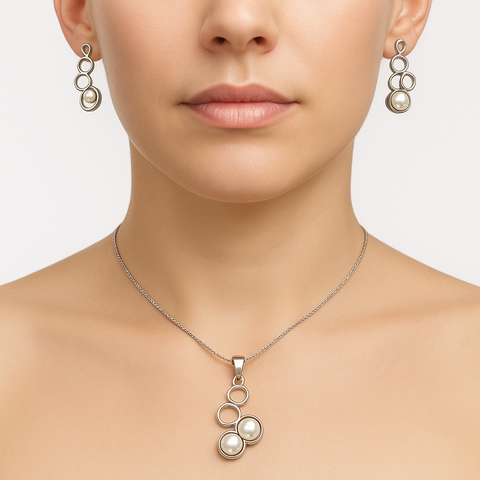 SET PERLA PLATA .925