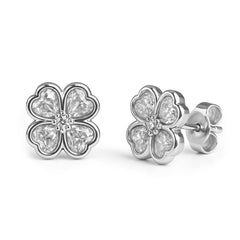 Broquel Trebol 4 Corazones con Circonias Plata .925