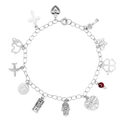 Pulsera Dijes de los 12 Deseos con Cadena Eslabones Plata .925