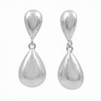 Arete Mediano Gota Bombeada Lisa Hecha a Mano Plata .925