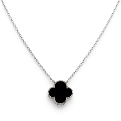 Collar Inspirado Van C Flor Grande con Piedras Naturales Plata .925 con Rodio