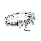 Anillo Pan 1:1 Moño de Circonias con Doble Banda, Plata .925