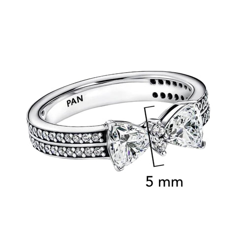 Anillo Pan 1:1 Moño de Circonias con Doble Banda, Plata .925