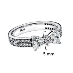 Anillo Pan 1:1 Moño de Circonias con Doble Banda, Plata .925