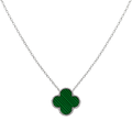 Collar Inspirado Van C Flor Grande con Piedras Naturales Plata .925 con Baño de Rodio