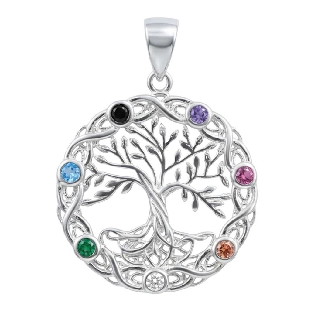 Dije Árbol de la Vida con Circonias Multicolor de 2.6cm Plata .925