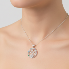 Dije Árbol de la Vida con Circonias Multicolor de 2.6cm Plata .925