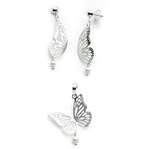 SET MARIPOSA PLATA .925