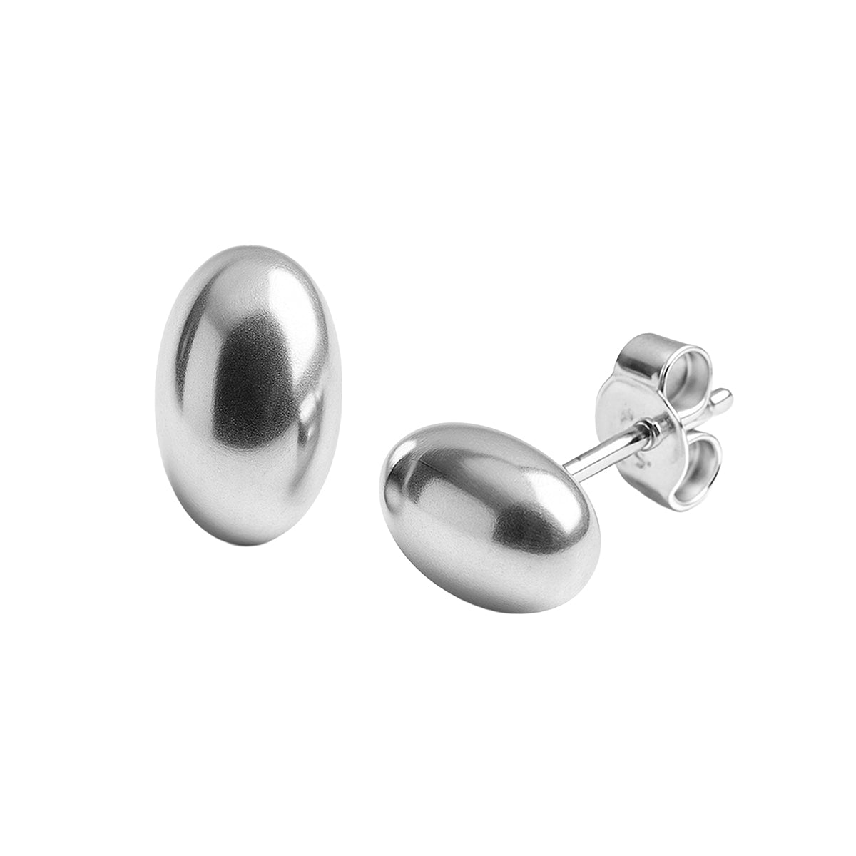 Arete Broquel Liso Ovalo Bombeado Plata .925