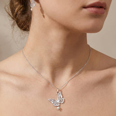 Juego Mariposa Grande Calada Lisa Plata .925