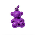 Dije Oso 1.1 Bombeado Macizo Bañado en Esmalte Morado , Plata 925