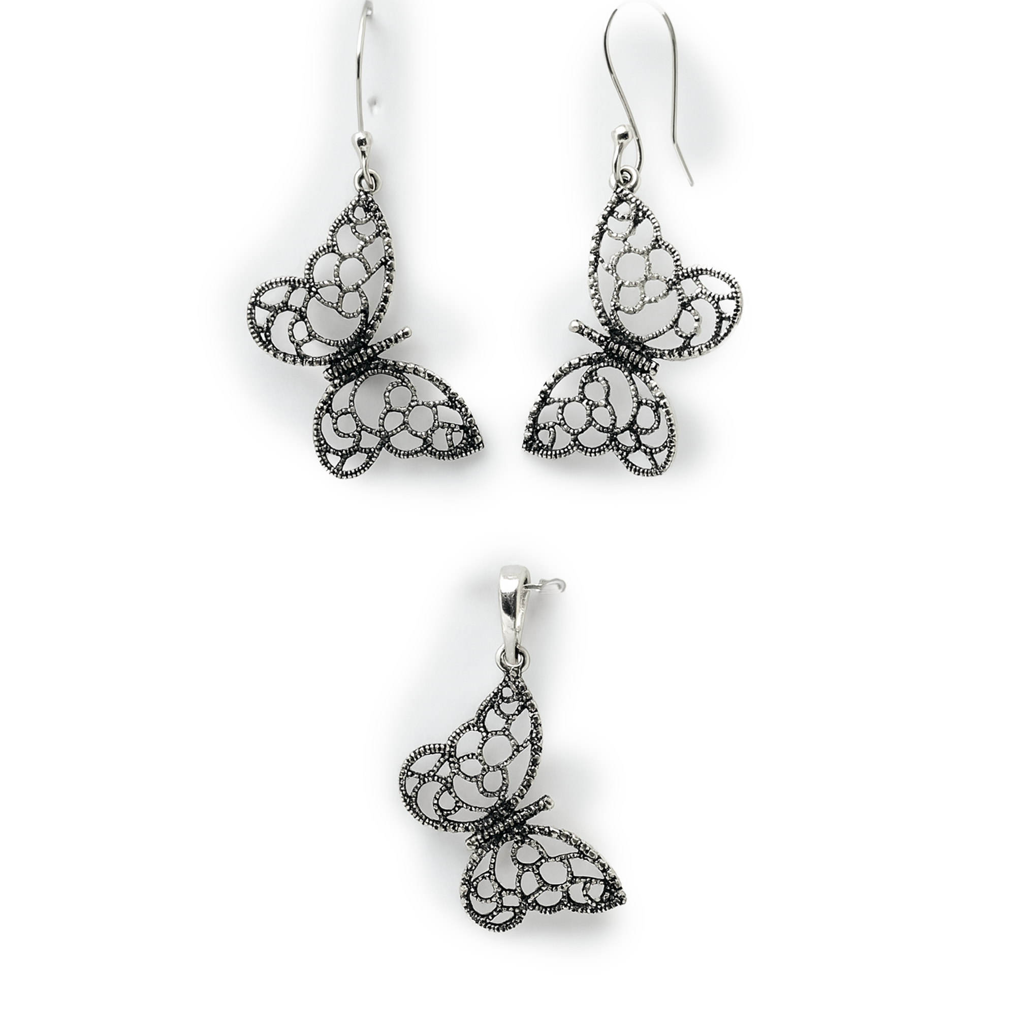 SET MARIPOSA PLATA .925