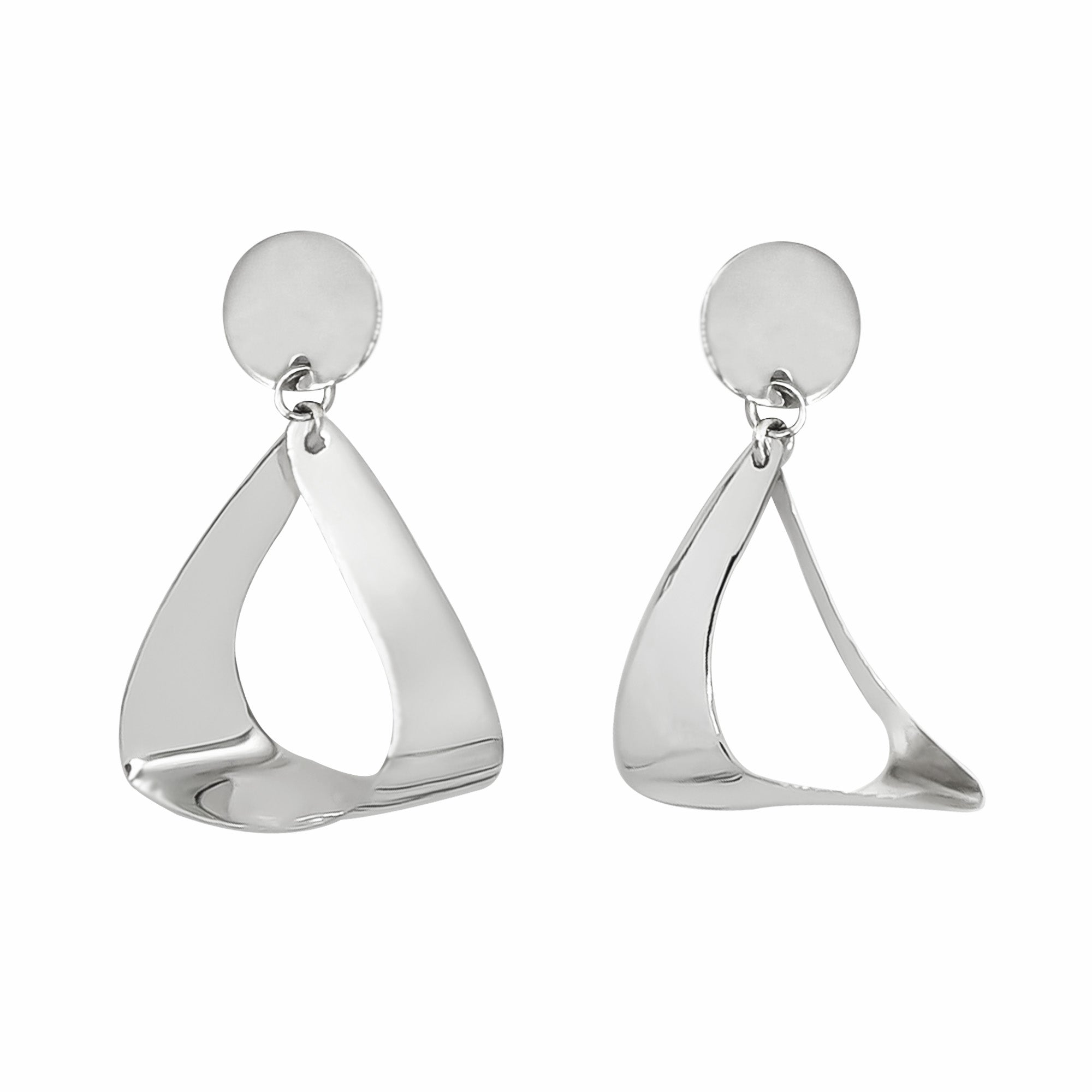 Arete Mediano Gota Torcida Lisa Hecha a Mano Plata .925