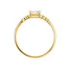 Anillo Solitario con Circonia Rectangular y Micro Circonias Oro 10K