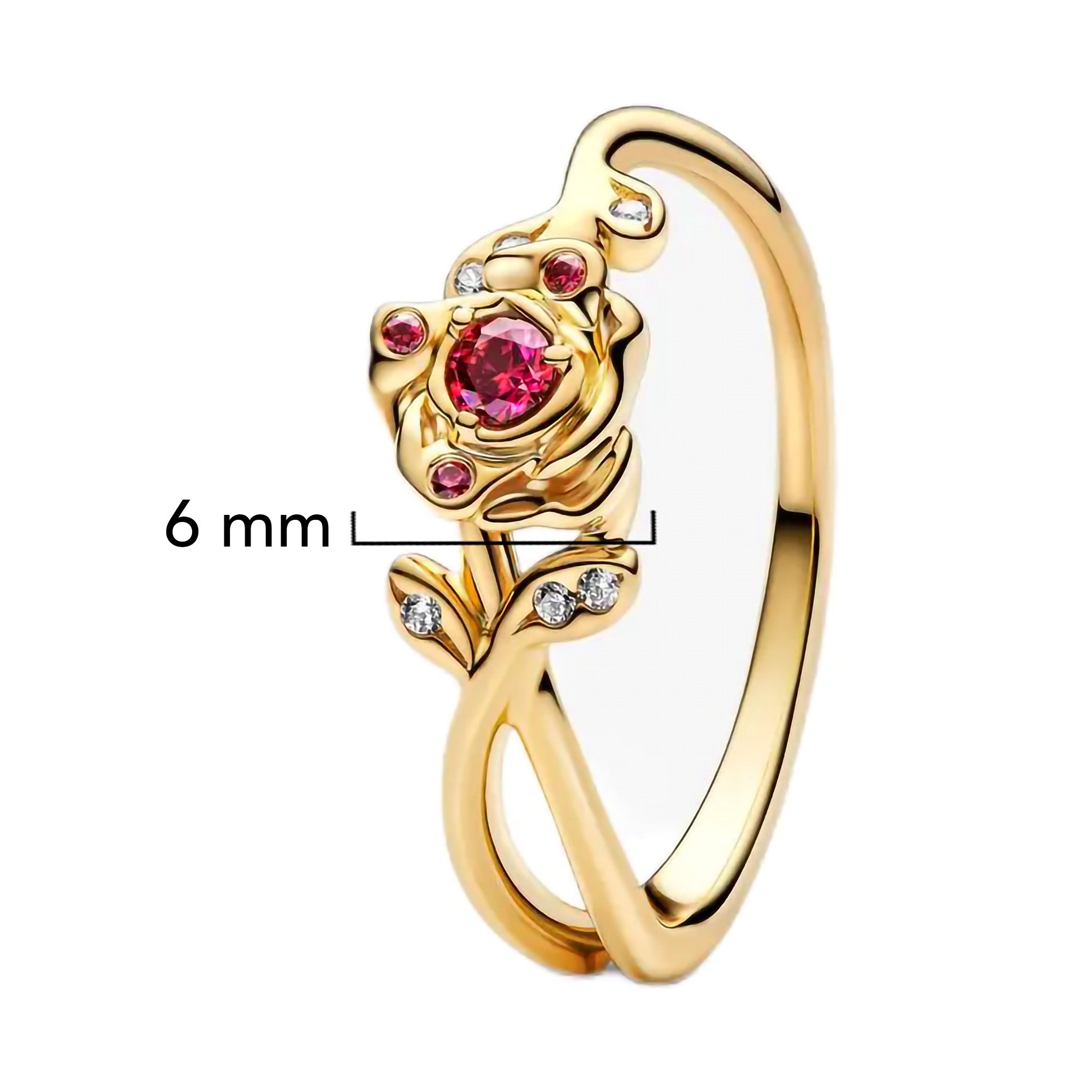 Anillo Pan 1:1 Rosa Bella y Bestia, Plata .925 con Baño de Oro 18k