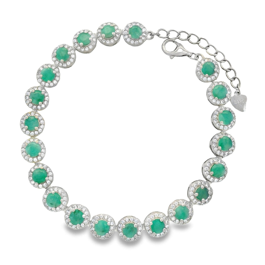 Pulsera Piedras Preciosas Círculos de Esmeralda con Circonias Plata .925 con Extensión con Baño de Rodio
