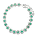 Pulsera Piedras Preciosas Círculos de Esmeralda con Circonias Plata .925 con Extensión con Baño de Rodio