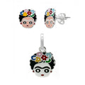 Juego Frida Kahlo con Esmalte Plata .925