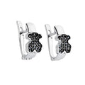 Arracada Huggies Inspirado Osos 1:1 Circonia Negra Plata .925