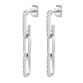 Arete Largo Paper Clip con Circonias Plata .925 con Baño de Rodio
